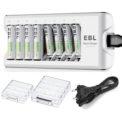 EBL Wiederaufladbare AA AAA NiMH Akku 800/1100/2800mAh Batterie 8 Slot Ladegerät - Bild 1 von 4