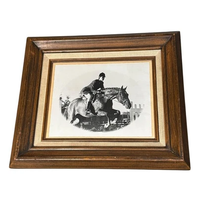 Vintage Equestrian Horse Jumping Black & White Photograph Signed 1990 Framed - Image 1 of 4