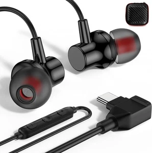 Wired Headphones USB C Earbuds HiFi Sound in Ear Buds with Volume Black - Picture 1 of 7