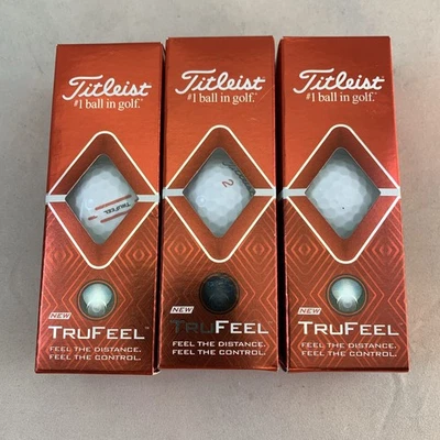 Titleist TruFeel 高尔夫球 | 白色 | 3 套 3 | 总计 9 个球 | 全新带盒 — 第 1/4 张图片