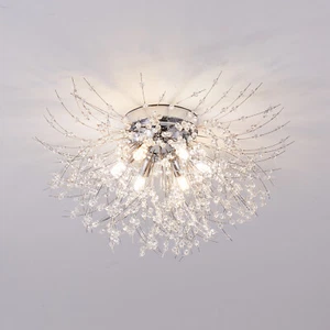 LED Chandelier Fireworks Flush Mount Light Modern Crystal Ceiling Light Fixture - Picture 1 of 18