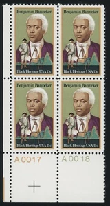 US - 1980 Black Heritage-Benjamin Banneker- SC# 1804 Plate Block of 4 Mint NH OG - Picture 1 of 2