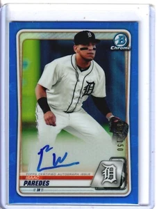 Bowman 2020 Cromo Isaac Paredes Blu Rifrattore /150 Auto 1° - Foto 1 di 2