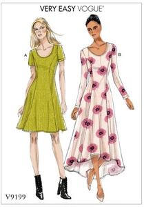 VOGUE SEWING PATTERN 9199 MISSES 8-14 EASY PULLOVER KNIT DRESS W/ PRINCESS SEAMS - Picture 1 of 7