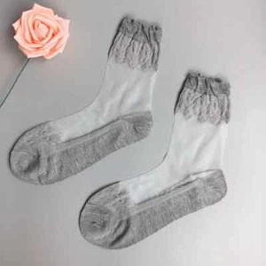 Women's Ultrathin Ankle Socks Cute Transparent Crystal Silk Lace Elastic Short - Picture 1 of 4