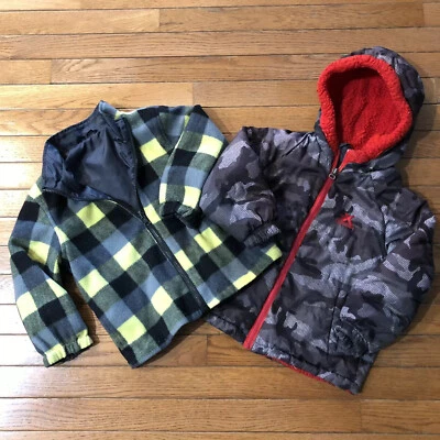 Lot of 2 Toddler Boys Jackets Faded Glory Fleece Reversible ZeroXposur Hooded 4T - Image 1 of 4