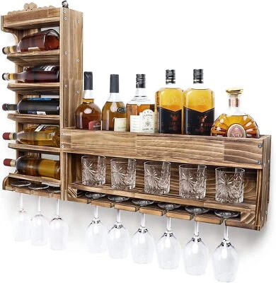 Weinregal Holz Wand montiert Whisky Wandbar Schnapsspender Flaschenständer - Bild 1 von 4