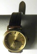 LC Le Chateau 2011L Watch with Genuine Diamond 18K Gold Plated Leather Strap 