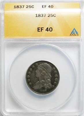 1837 Capped Bust Quarter ANACS EF-40 - Image 1 of 2