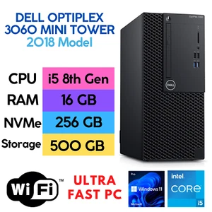 Dell OptiPlex 3060 Mini Tower i5 8th Gen 16GB RAM 256GB NVMe + 500GB HDD PC MT - Zdjęcie 1 z 4