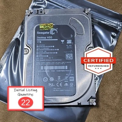 Seagate 1TB Barracuda 3.5" 7200 RPM HDD Recertified Desktop PC Hard Drive - Image 1 of 4