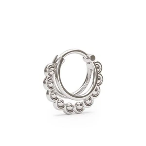925 Sterling Silver Layered Petal Clicker Hoop, Septum Piercing Jewelry, 16g - Picture 1 of 4