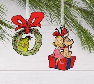 HALLMARK Dr. Seuss Grinch Estola Navidad SET 4 Adornos de Metal 2024 Exclusivo - Imagen 1 de 6