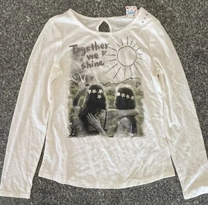 NEW Justice Girls White Top ~ Size 12 ~ Together We Shine ~ Long Sleeve T-Shirt - Picture 1 of 5
