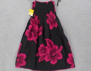 FAVANT SPAGHETTI STRAP GIRLS SUNDRESS SZ 4 BLACK DARK PINK HIBISCUS FLORAL NWT - Picture 1 of 8