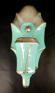 Antique Art Deco Mint Green Porcelain w/Silver Overlay Wall Sconce 1920s u-10E - Picture 1 of 8