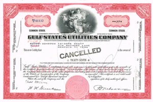 ORIG 1959 GULF STATES UTILITIES COMPANY COMMON STOCK CERTIFICATE W/ VIGNETTE - Picture 1 of 2