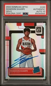 Shaedon Sharpe RC 2022 Donruss Optic Silver Holo Auto #249 PSA 10 Gem Mint Auto - Picture 1 of 1