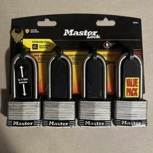 Master Lock 5SSQL 4-Pack 2.078-in Steel Shackle 2-1/2" Same Keyed Padlock - Picture 1 of 2