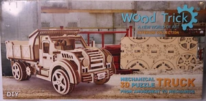 Mechanical Wood Trick wooden 3D Puzzle American Truck Self-Assembly Set - Picture 1 of 2