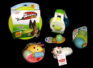 (6) NEU Hundespielzeug Wham-O Frisbee Super Ball Nylabone Eggi Outward Hound Lammkotelett - Bild 1 von 14