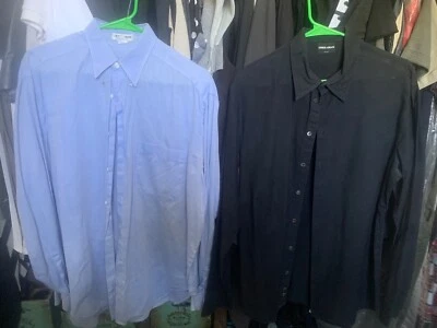 2 camisas de vestir vintage giorgio armani azul y negro talla hombre mediana Foto 1 de 4