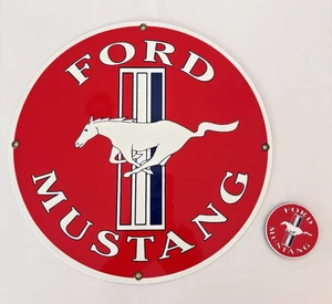 Ande Rooney FORD MUSTANG Enamel Metal Sign & Magnet,  Man Cave, Garage, 11.25" - Picture 1 of 3