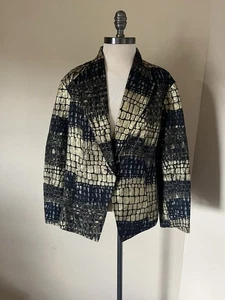 Chico's Womens Jacket Blazer Gold Black Silk Snake Art to Wear Formal Sz XL Sz3 - Picture 1 of 7