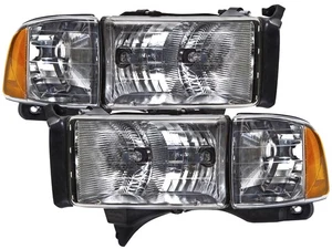 Headlights Set Fits 99-02 Dodge Ram Sport w/ Corner Lights Performance Lens - Picture 1 of 6