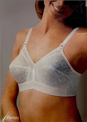 Sujetador de encaje de algodón JC Penneys vintage figura completa 38B años 80 lencería blanca inalámbrica Foto 1 de 4