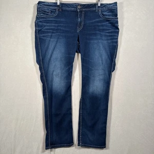 Pantalones de mezclilla azules plateados para mujer 24 flatx32 Suki tiro medio costuras de bolsillo recto - Imagen 1 de 7