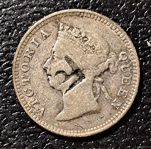 1899 Hong Kong 5 Cents With CHOPMARK - Picture 1 of 2