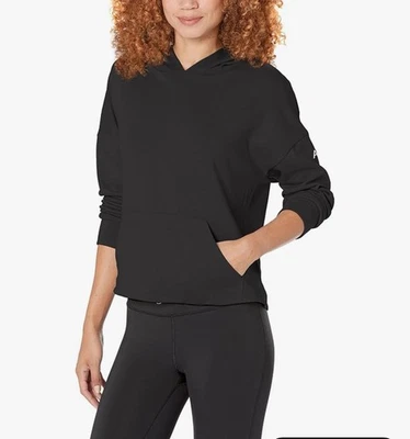 Женская спортивная толстовка с капюшоном Andrew Marc French Terry Boxy Цвет черный Размер L - Изображение 1 из 4