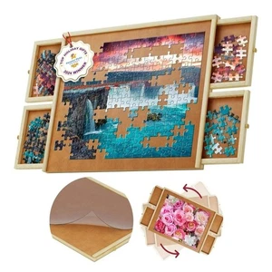 Wooden Jigsaw Puzzle Board - 4 Drawers, 1000 Pc, Beyond Innoventions - Open Box - Picture 1 of 6