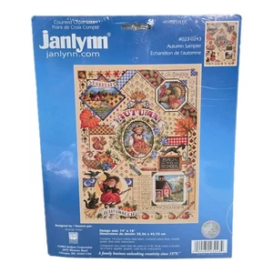 Janlynn Autumn Sampler 14" x 18" Counted Cross Stitch Kit  #023-0243 NEW SEALED - Picture 1 of 4