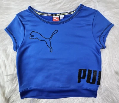 Puma Sport Lifestyle  Cropped Pullover Fleece Shirt (S) Blue - Image 1 of 4