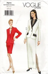 VOGUE7211 MISSES FITTED JACKET & SKIRT in 2 LENGTHS VTG 1999 SZ 6,8,10 *UNCUT* - Picture 1 of 4