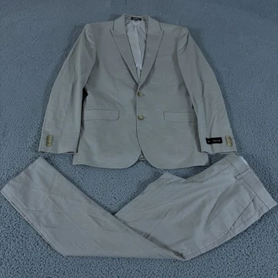 Express 2-Piece Suit Mens 36R Pants 28x30 Extra Slim Linen Slacks Trouser Blazer - Image 1 of 4