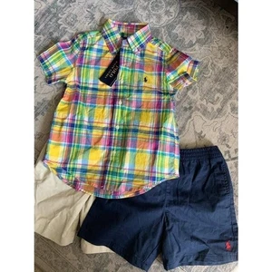 Ralph Lauren Kids Outfit bundle Plaid Shirt & Shorts Set Size 5T - Picture 1 of 4