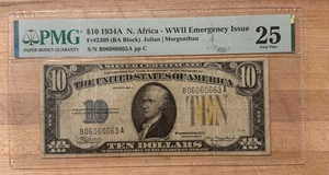 1934A $10 Silver Certificate North Africa WWII Emergency Issue PMG 25 Fr.2309 - Picture 1 of 2