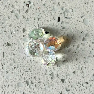 Vintage Y2K Set of 4 Iridescent Round Shank Buttons Crystal Decorative 1/2" - Picture 1 of 5