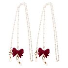 2 Pcs Mask Lanyard Pearl Glasses Chain Choker Necklace Red Sunglasses Non-