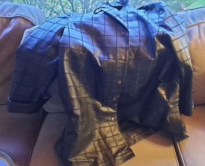 VENEZIA Black Leather Jacket Square Stitching Snap Buttons Coat Size 24W - Image 1 of 4