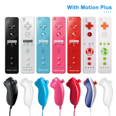 For Nintendo Wii Wii U Built in Motion Plus Remote Controller&Nunchuck 2in1 - Image 1 of 4