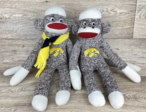 Pair of University of Iowa Hawkeyes Plush Sock Monkeys by Jenkins Enterprises Cover