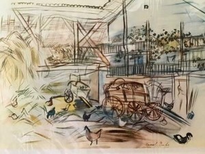 High Quality Vintage RAOUL DUFY PRINT Large Mounted Print on Card FAUVISM