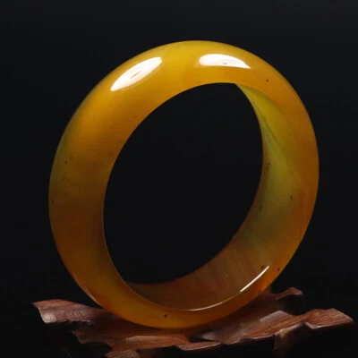 Brazalete Brazalete Ágata 60mm Natural Amarillo Marrón Calcedonia Jade 05963 Foto 1 de 4