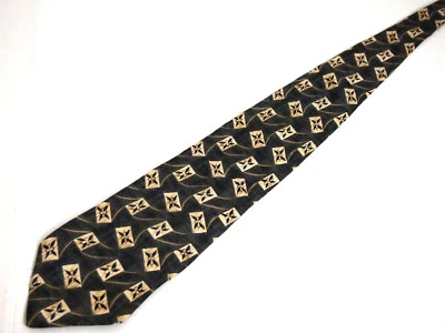 Vtg Ferrell Reed Mens Necktie Tie Grey Beige Geometric 60" 100% Silk - Image 1 of 4