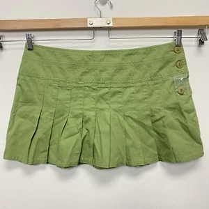 Vintage Y2k Mossimo green pleated mini Micro skirt Junior Sz 17 Collegiate - Picture 1 of 8