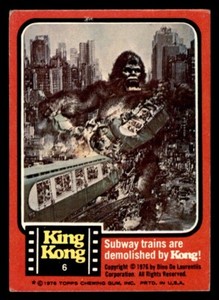 1976 Topps King Kong #6 Subway trains are demolished by Kong! VG/EX